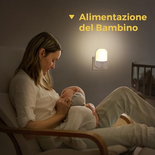 Luce Notturna Bambini, 2 Pezzi con Sensore Crepuscolare