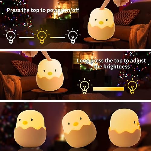 Luce Notturna Bambini a LED, a forma di Pulcino, Ricaricabile e Dimmerabile per la Camera dei Bambini - Juauo