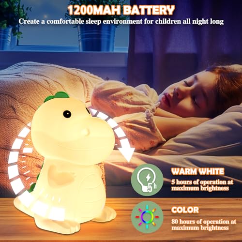 Luce Notturna Dinosauro con 7 Colori e luminosità regolabile