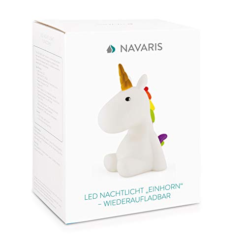 Luce notturna Unicorno LED, Lampada per bambini ricaricabile con cavo Micro USB - Navaris