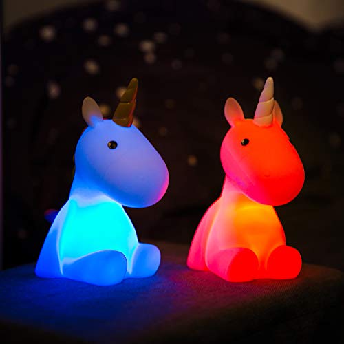 Luce notturna Unicorno LED, Lampada per bambini ricaricabile con cavo Micro USB - Navaris