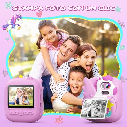 Macchina Fotografica per Bambini con stampa Istantanea, dai 3-12 Anni - CAMCLID