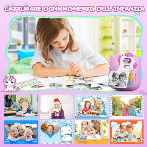 Macchina Fotografica per Bambini con stampa Istantanea, dai 3-12 Anni - CAMCLID