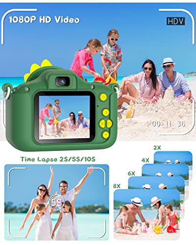 Macchina Fotografica Digitale Bambini, Schermo HD da 1080P, funzioni video e selfie, da 3 - 12 Anni