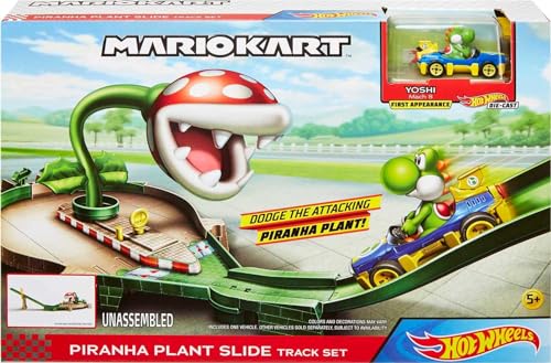 Mario Kart Pista Piranha con Macchinina Yoshi - Hot Wheels da 5 anni