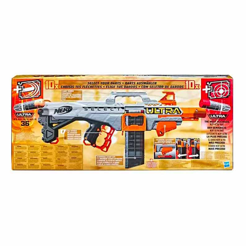 Blaster Nerf Ultra Select retro della confezione