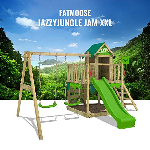 Parco giochi per il giardino con altalena, scivolo, parete arrampicata e sabbiera - Fatmoose