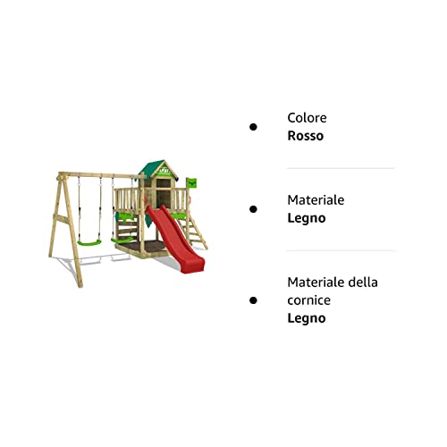 Parco giochi per il giardino con altalena, scivolo, parete arrampicata e sabbiera - Fatmoose