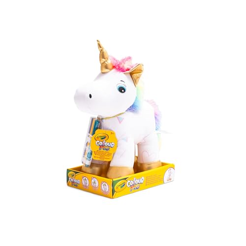 Peluche Unicorno Colorabile con 3 Pennarelli, Gioco creativo da disegnare e colorare, da 3+ Anni - Crayola Colour me Plush