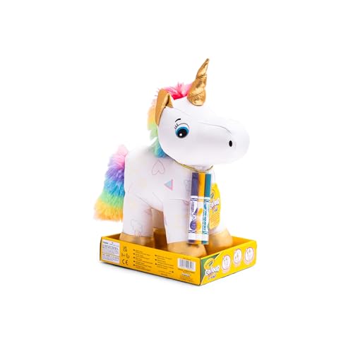 Peluche Unicorno Colorabile con 3 Pennarelli, Gioco creativo da disegnare e colorare, da 3+ Anni - Crayola Colour me Plush