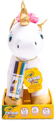 Peluche Unicorno Colorabile con 3 Pennarelli, Gioco creativo da disegnare e colorare, da 3+ Anni - Crayola Colour me Plush
