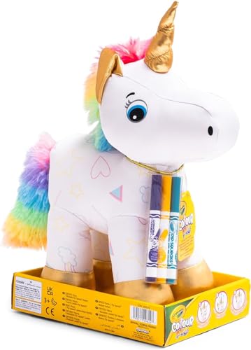 Peluche Unicorno Colorabile con 3 Pennarelli, Gioco creativo da disegnare e colorare, da 3+ Anni - Crayola Colour me Plush