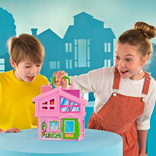 Pinypon Casa Rosa, a forma di valigetta pieghevole, con stanze e accessori da 4 anni - Famosa