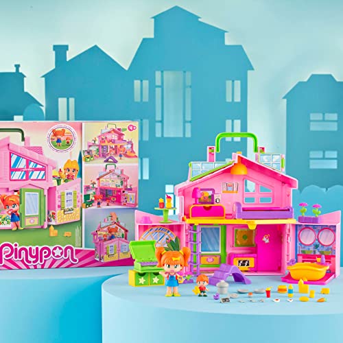 Pinypon Casa Rosa, a forma di valigetta pieghevole, con stanze e accessori da 4 anni - Famosa