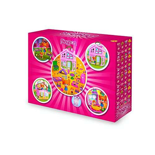 Pinypon Casa Rosa, a forma di valigetta pieghevole, con stanze e accessori da 4 anni - Famosa