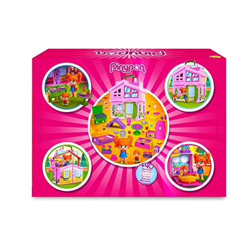 Pinypon Casa Rosa, a forma di valigetta pieghevole, con stanze e accessori da 4 anni - Famosa