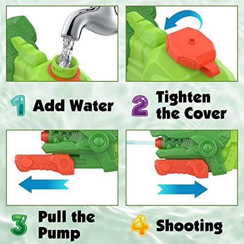 Pistola d'Acqua T-Rex per Bambini, a Lungo Raggio da 8-10m, Giochi da Spiaggia e da Esterno