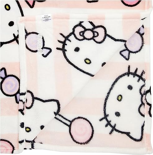 Plaid Hello Kitty Rosa, morbido pile in microfibra, 130x170 cm, idea regalo per Natale - Kanguru