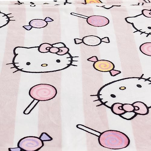 Plaid Hello Kitty Rosa, morbido pile in microfibra, 130x170 cm, idea regalo per Natale - Kanguru