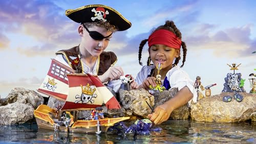 PLAYMOBIL Pirates 71418 Nave Pirata con accessori da costruire, dai 4 Anni