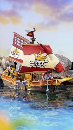 PLAYMOBIL Pirates 71418 Nave Pirata con accessori da costruire, dai 4 Anni