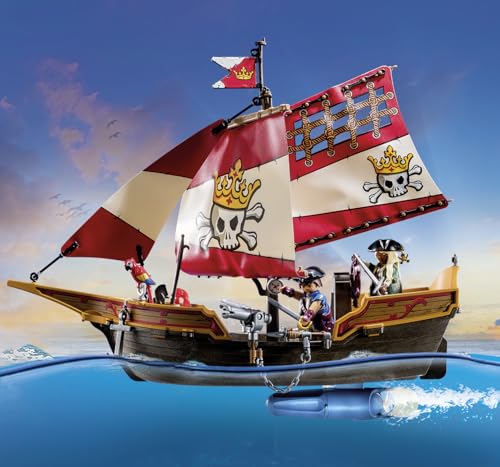 PLAYMOBIL Pirates 71418 Nave Pirata con accessori da costruire, dai 4 Anni