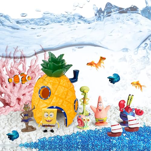 Playset Casa di Ananas e Personaggi Spongebob, anche come decorazione per acquari