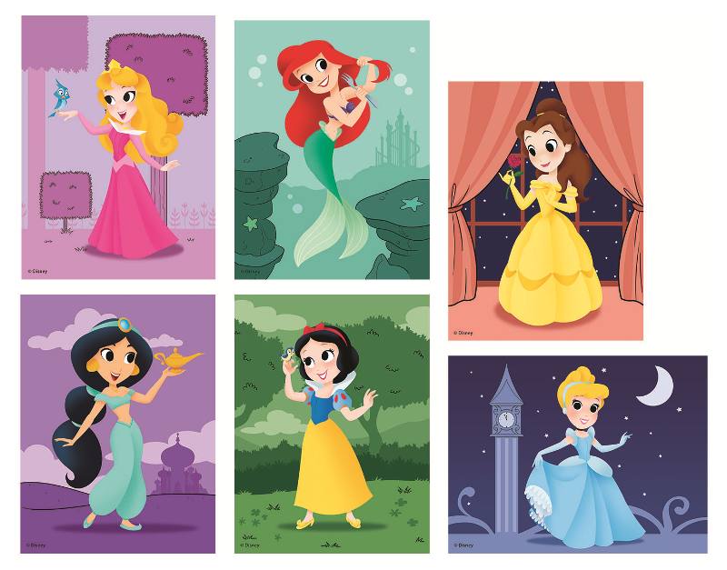 Puzzle 12 Cubi con 6 Principesse Disney