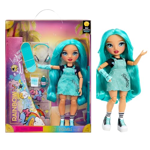 Rainbow High Blu Brooks, Bambola Blu con Accessori Colorati - Fashion Dolls