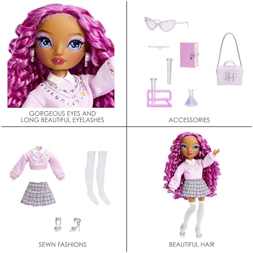 Rainbow High Lilac Lane, Bambola alla moda viola con abiti e occhiali - Fashion Doll