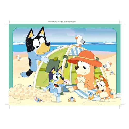 Ravensburger Puzzle Bluey, 4 Puzzle da 42 Pezzi, Età da 4 anni