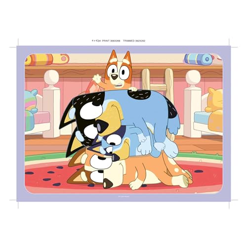 Ravensburger Puzzle Bluey, 4 Puzzle da 42 Pezzi, Età da 4 anni