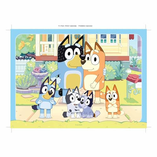 Ravensburger Puzzle Bluey, 4 Puzzle da 42 Pezzi, Età da 4 anni