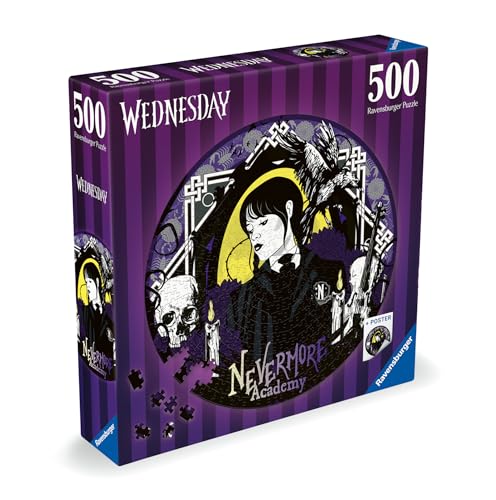 Puzzle Rotondo Mercoledì Addams, 500 Pezzi - Ravensburger