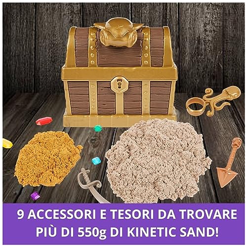 Sabbia Cinetica Playset Caccia al Tesoro dei Pirati, con 567gr di Sabbia Magica e 9 Tesori Nascosti