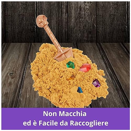 Sabbia Cinetica Playset Caccia al Tesoro dei Pirati, con 567gr di Sabbia Magica e 9 Tesori Nascosti