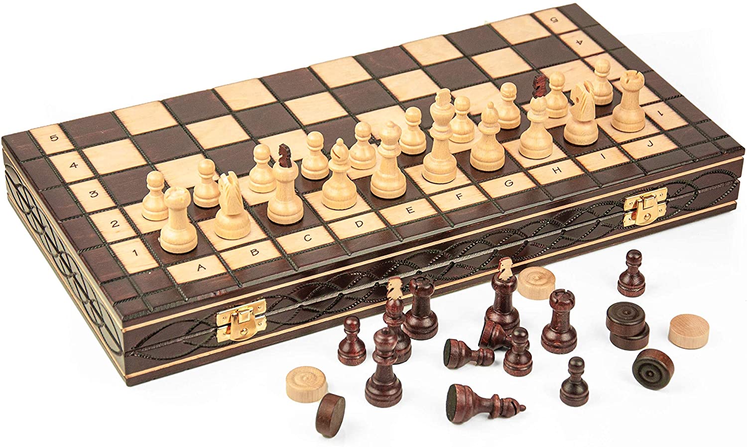 Scacchiera in legno pieghevole da viaggio