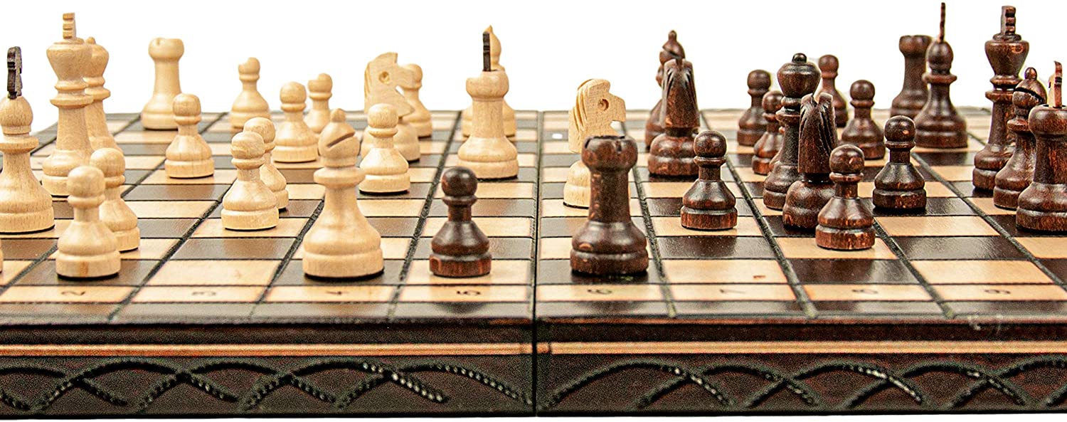 Scacchiera in legno pieghevole da viaggio