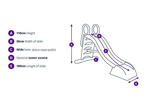 Scivolo per bambini con innesto acqua.  In plastica 180x78x110cm. Tenuta massima 50kg - Sport One