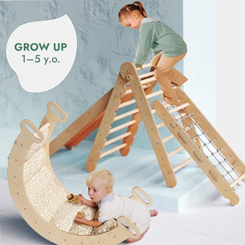 Struttura da arrampicata da interni 6 in 1 per bambini - Climbing in casa - Gioco Montessori per motricità , palestra in legno per bambini, giocattoli da arrampicata pieghevoli per bambini di età compresa tra 1 e 7 anni