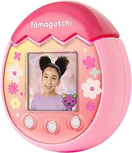 Tamagotchi PIX Floral rosa, animale elettronico virtuale con schermo a colori, tasti tattili giochi e fotocamera - Bandai 42911