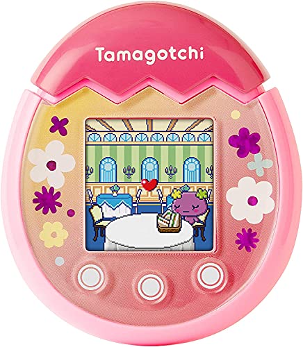 Tamagotchi PIX Floral rosa, animale elettronico virtuale con schermo a colori, tasti tattili giochi e fotocamera - Bandai 42911