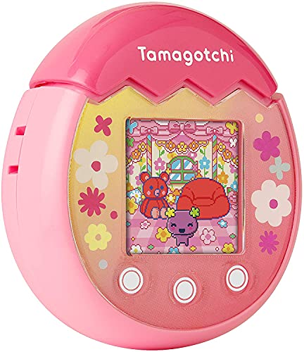 Tamagotchi PIX Floral rosa, animale elettronico virtuale con schermo a colori, tasti tattili giochi e fotocamera - Bandai 42911