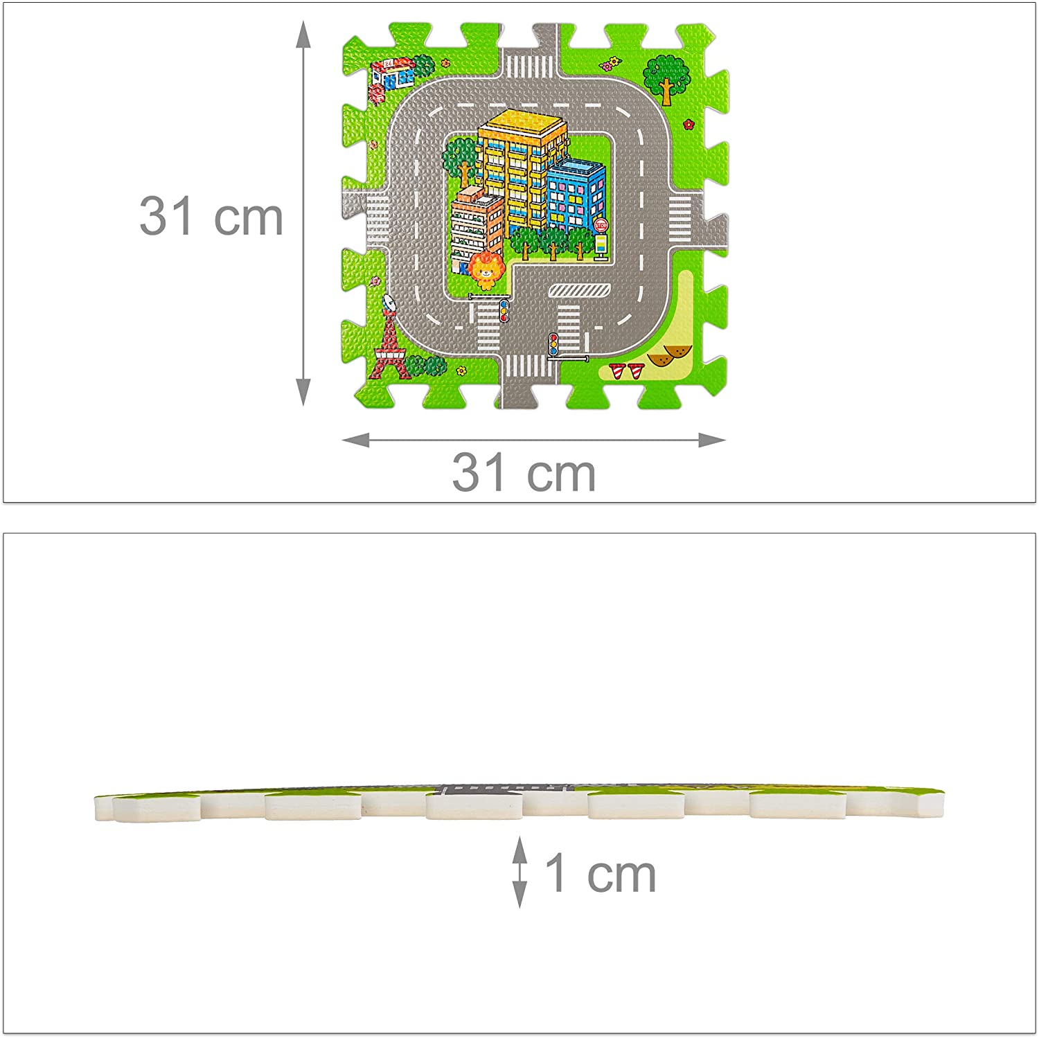 Tappeto puzzle bimbi con strade - Relaxdays