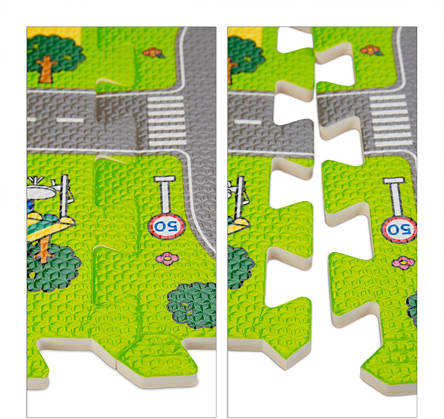 Tappeto puzzle bimbi con strade - Relaxdays