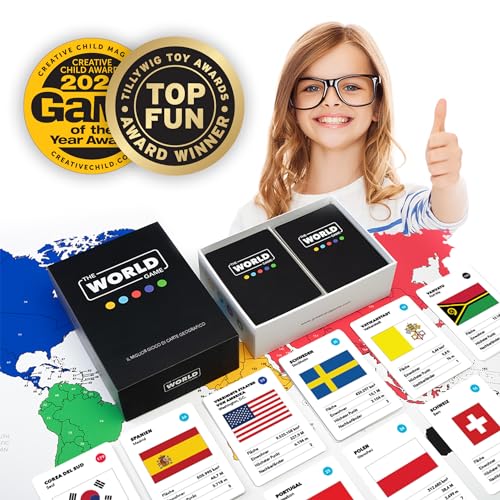 The World Game - Gioco sulla Geografia - Gioco da Tavolo Educativo con le Capitali, Posizioni e Bandiere del Mondo - In Italiano