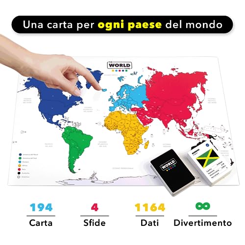 The World Game - Gioco sulla Geografia - Gioco da Tavolo Educativo con le Capitali, Posizioni e Bandiere del Mondo - In Italiano