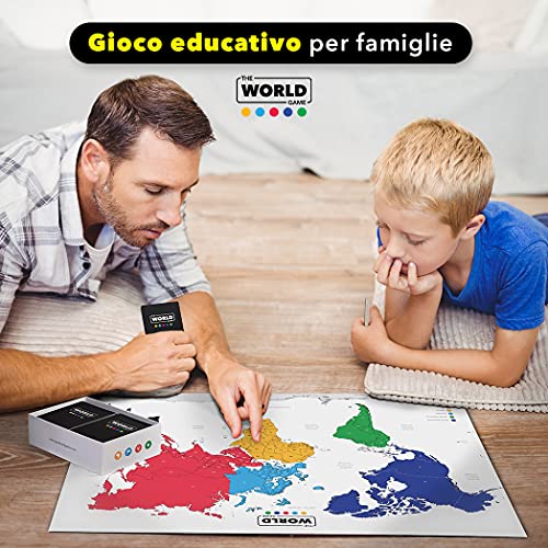 The World Game - Gioco sulla Geografia - Gioco da Tavolo Educativo con le Capitali, Posizioni e Bandiere del Mondo - In Italiano