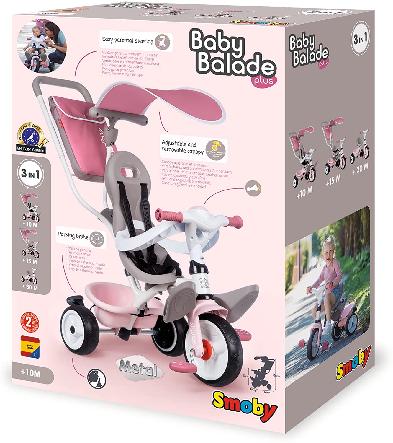 Triciclo bambina Smoby Rosa Baby Balade