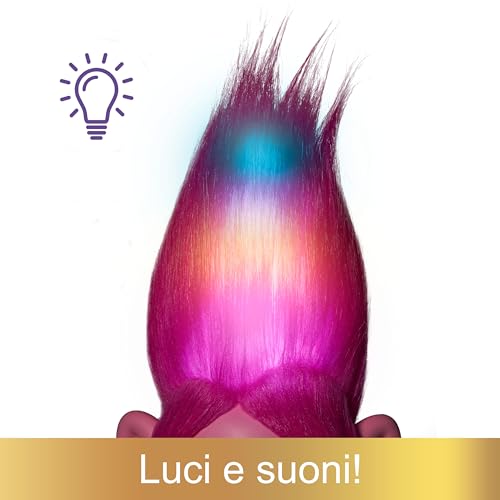 Trolls 3 Tutti Insieme - Poppy Capelli Arcobaleno Bambola con musica, luci e suoni